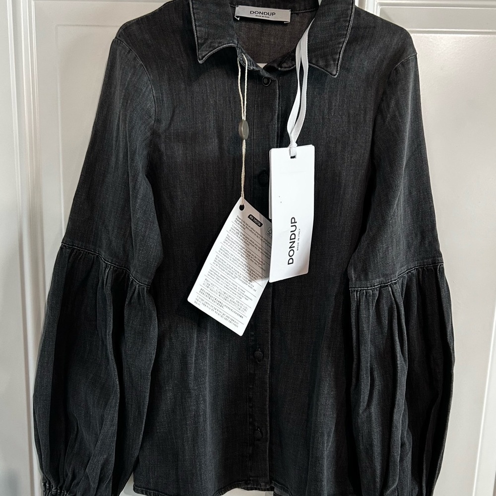 ✨DONDUP Black Button-Up Denim Shirt NWT Sz Medium✨ - Picture 2 of 9